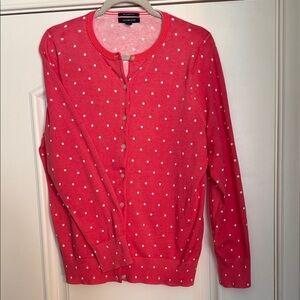 Lands’ End Pink Polka Dot Cardigan OX/14W fits like a L
